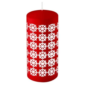 Mallony Свеча Deco Christmas 50х100 мм Снежинки (белые на бордовом). 106148-SK