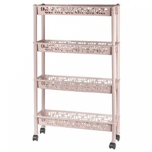 DELTA Этажерка Keeplex Light на колесиках четырехсекционная прямоугольная длинная 58х18х14 см KL283112005 бежевый топаз