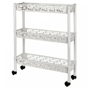 Delta Этажерка Keeplex Light на колесиках трехсекционная прямоугольная длинная 58х18х13,5 см KL283012048 белое облако