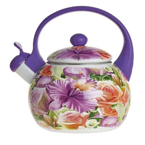 METALLONI Чайник 2,5 л со свистком эмалированный EM-1318 Орхидея