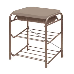 НИКАБанкетка с мягким сиденьем и двумя полками для обуви БП1-1/К коричневый/коричневый