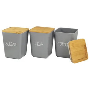 Kamille Набор емкостей для сыпучих продуктов 3 шт. KM 1134 из бамбукового волокна с крышками