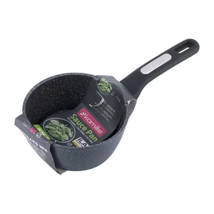 Kamille Ковш 1,2 л. из литого алюминия КМ-5379MR (16 см) с покрытием чёрный мрамор