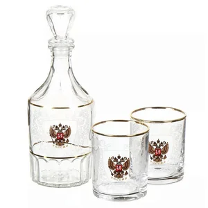 ДЕКОСТЕК Подарочный набор 3 предмета Россия (графин Цезарь + 2 стакана 250 мл) 1330-ГДЗ4
