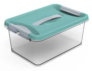 МАРТИКА Контейнер 8л КЛИК БИРЮЗОВЫЙ с ЗАЩЕЛКАМИ и РУЧКОЙ С273БИР