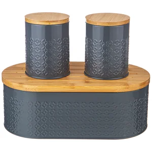 Lefard Хлебница Agness 33,8х18х12см С 2-мя Банками Д/сып. Прод. D10см, H11см, Grey. 938-077