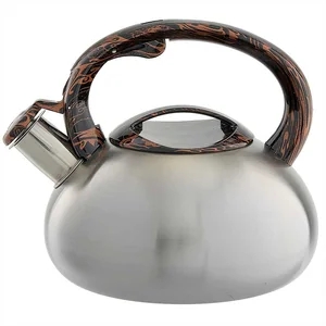 WEBBER Чайник со свистком 2,5 л из нержавеющей стали, индукционное дно, сатин BE-0601 черный мрамор