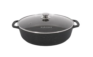 Кукмара Сотейник 32/8,5 см с антипригарным покрытием (темный мрамор) со стеклянной крышкой смт3281а