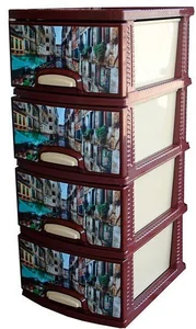 РОССПЛАСТ Комод 4 секции Венеция коричневый/бежевый РП-421