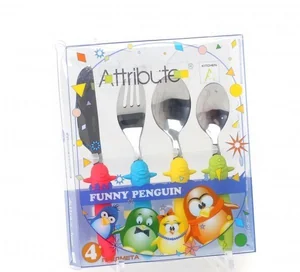 ATTRIBUTE Набор детских столовых приборов 4 пр. Funny Penguin ACF 204