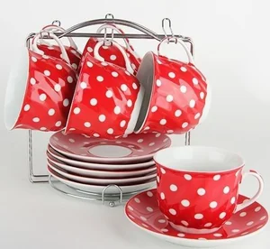 КОРАЛЛ Набор чайный 12 пр.  Красный горох  TYCS200M