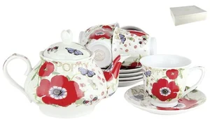 КОРАЛЛ Набор чайный 13 пр.  Алые маки  R0021-13G