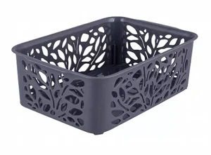 Полимербыт Корзина 1,2л LEAVES СЕРЫЙ 184*127*62 мм 44601
