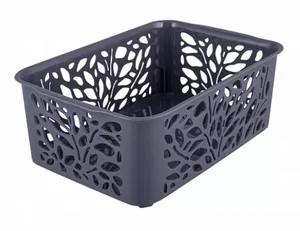 Полимербыт Корзина 2,3л LEAVES СЕРЫЙ 222*153*81 мм 44701