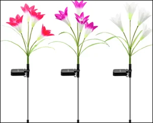 Фонарь садовый Лилия на солнечной батарее и датчиком движения 14924-3-18