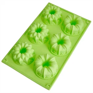 ALPENKOK Форма для выпечки 6-ти кексов 28,5×17×3,5 см AK-6072S зеленый