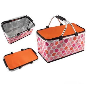 Mallony Термосумка складная с алюминиевым каркасом CB-7046-1 с принтом горошек, 48*27*24см. 005382-SK