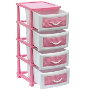 РОССПЛАСТ Комод 4 секции Дельфин розово-белый РП-411