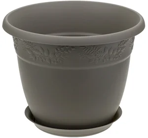М-ПЛАСТИКА Кашпо РЯБИНА D160мм 1,4л с поддоном М 3053 французский серый