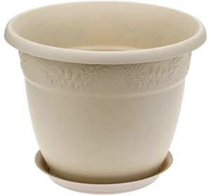 М-ПЛАСТИКА Кашпо РЯБИНА D350мм, 14,7л с поддоном М 3059 латте