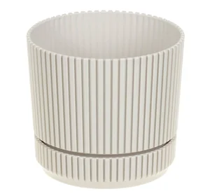 М-ПЛАСТИКА Кашпо СТРИП D110мм 0,6л с подставкой М 3245 кремовый