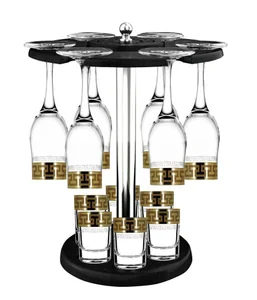 ГУСЬ ХРУСТАЛЬНЫЙ Набор с барной стойкой 12 предметов с узором "Греческий узор" EAV03-160/837/S/BS/12