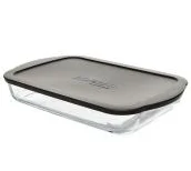 PASABAHCE Посуда для СВЧ форма прямоугольная с крышкой 400*250*60мм 3850 мл 59864GREY