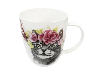 КОРАЛЛ Кружка 420мл. Cat in flowers JS23015