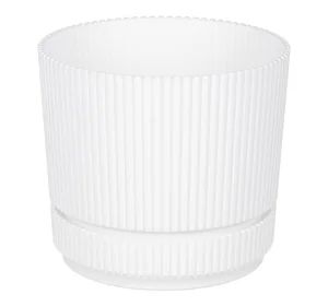 М-ПЛАСТИКА Кашпо СТРИП D110мм 0,6л с подставкой М 3245 белый