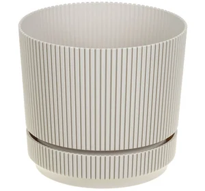М-ПЛАСТИКА Кашпо СТРИП D200мм 3,9л с подставкой М 3248 кремовый
