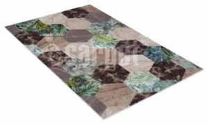 SHAHINTEX Коврик вырезной icarpet print антискользящий 102 "Соты тропики" 50х80 00-00009686