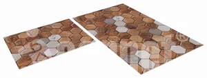 SHAHINTEX Набор ковриков вырезных icarpet print антискользящих (110) "Соты дерево с мрамором" 60х100+60х50 00-00011530