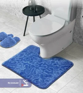 SHAHINTEX Коврик для ванной и туалета противоскользящий 50х60 PP 003 синий 56