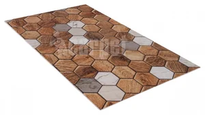 SHAHINTEX Коврик вырезной icarpet print антискользящий 110 "Соты ДЕРЕВО с МРАМОРОМ" 50х80 00-00010058