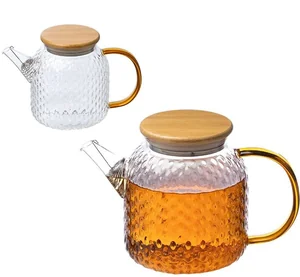 MALLONY Чайник заварочный AROMA, объем 1 л, из боросиликатного стекла с рельефом, с крышкой из бамбука. 105040-SK