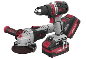 P.I.T. Набор аккумуляторных инструментов P0001-02 (УШМ PWS20H-125B, дрель PSB20H-10C)