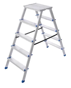 Stairs Стремянка алюминиевая двухсторонняя с мини-платформой 5 ступеней AМР205