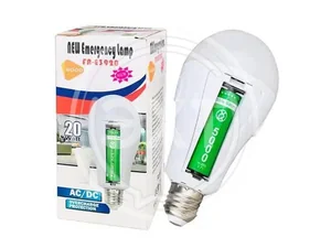 Лампа Е27 LED аккумуляторная AC/DC 6500к (2х18650) (KHA №A-542)