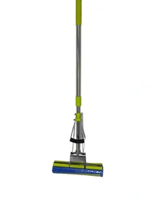 Ramozi Швабра-губка, с отжимом -1 ролик, металл, телескоп. ручка 118x27 см цвет ЗЕЛЕНЫЙ RA-1003