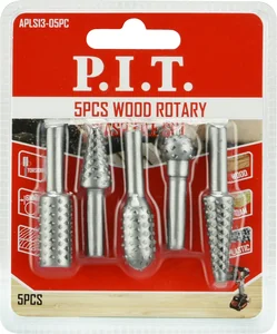 P.I.T. Набор шарошек стальных по дереву 5шт хвостовик 6 мм (APLS13-05PC)