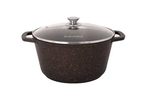 KUKMARA Кастрюля 8,5л со стекл. крышкой, АП( кофейный мрамор) кмк852а