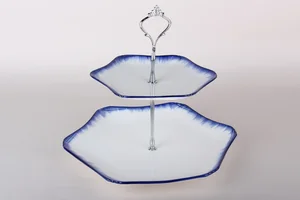 КОРАЛЛ Двухъярусная ваза 19,5х19х5*2см/28х28х3 см 7115