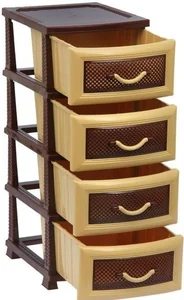 РОССПЛАСТ Комод 4 секции Дельфин темный коричневый/беж РП-411