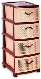 РОССПЛАСТ Комод 4 секции РОМАШКА коричневый/бежевый РП-431