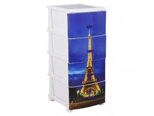 РОССПЛАСТ Комод 4 секции ПАРИЖ белый РП-451