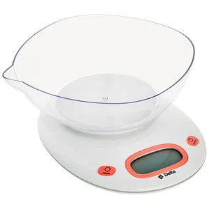 DELTA Весы кухонные KCE 34 белые с коралловым