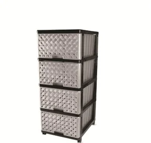 DD STYLE Комод 4 секции Сетка черный/серебро 04044