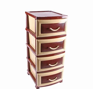 РОССПЛАСТ Комод 4 секции Дельфин бежевый/коричневый РП-411