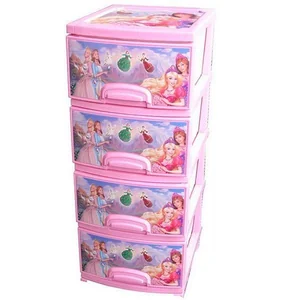 РОССПЛАСТ Комод 4 секции ДЕКОР ФЕЯ белый/розовый РП-421