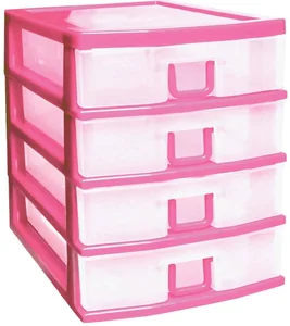 РОССПЛАСТ Комод настольный 4 секции МИНИ РП 443 розовый